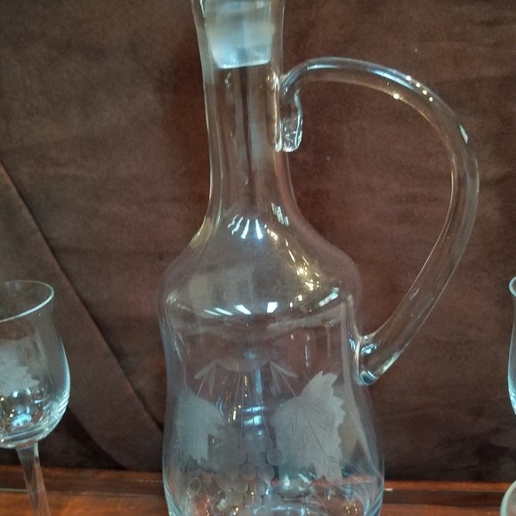 Vintage MCM Hand Blown Glass Decanter Set - Picture 2 of 8